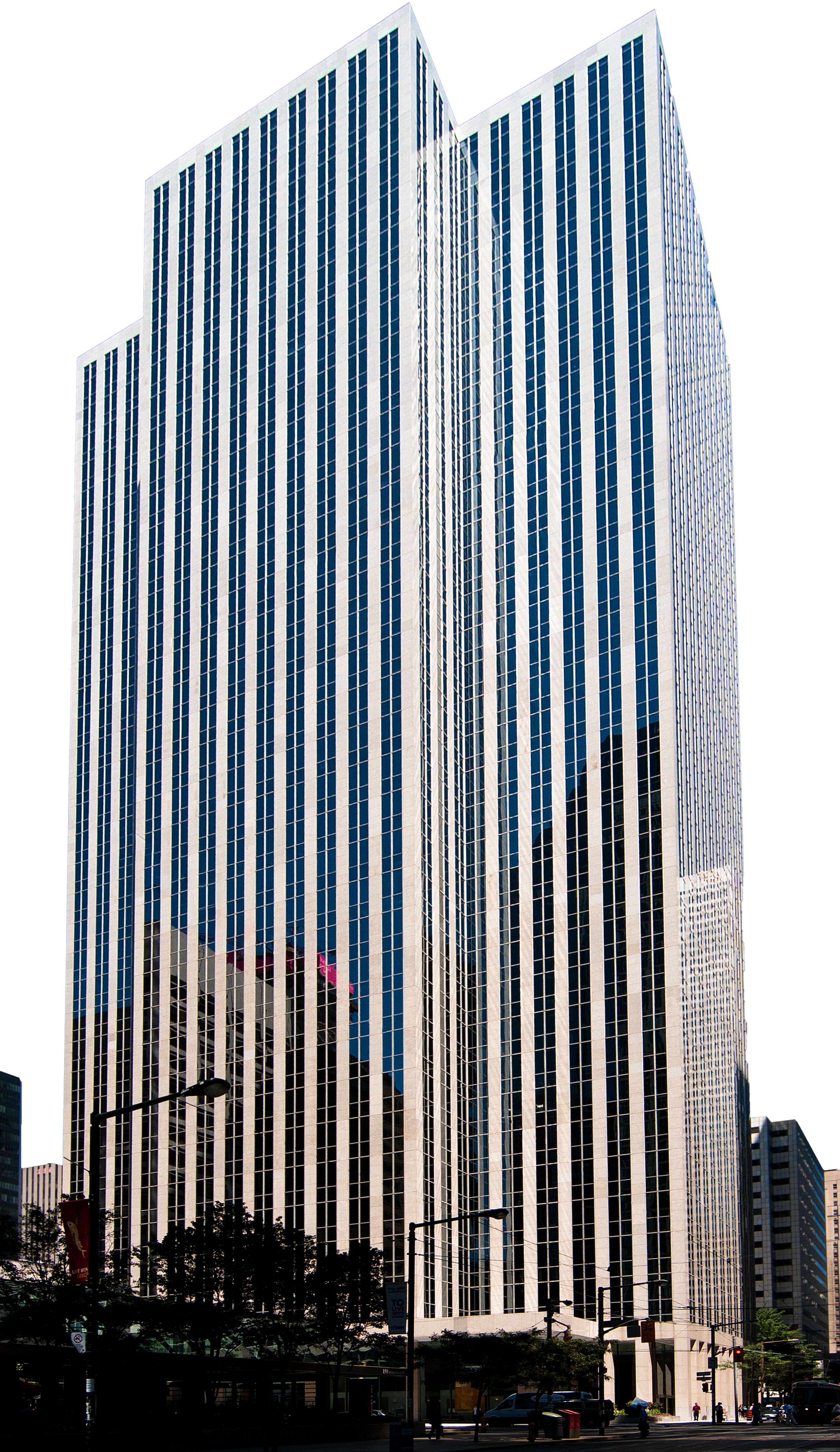 Hero image of Exchange Tower taken from the south west corner. Sky has been cropped out of the photograph so there is no background or distinctive light source.